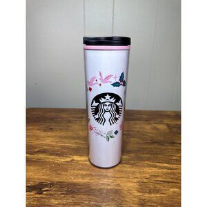 Starbucks Holiday Christmas Tumbler 16oz Pink Doves Holly 2019 – Travel Mug